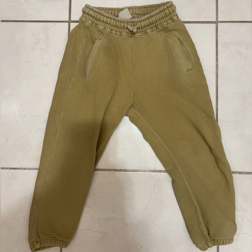 Zara Mustard-Tan Sweatpants Elastic Waistband Relaxed Fit